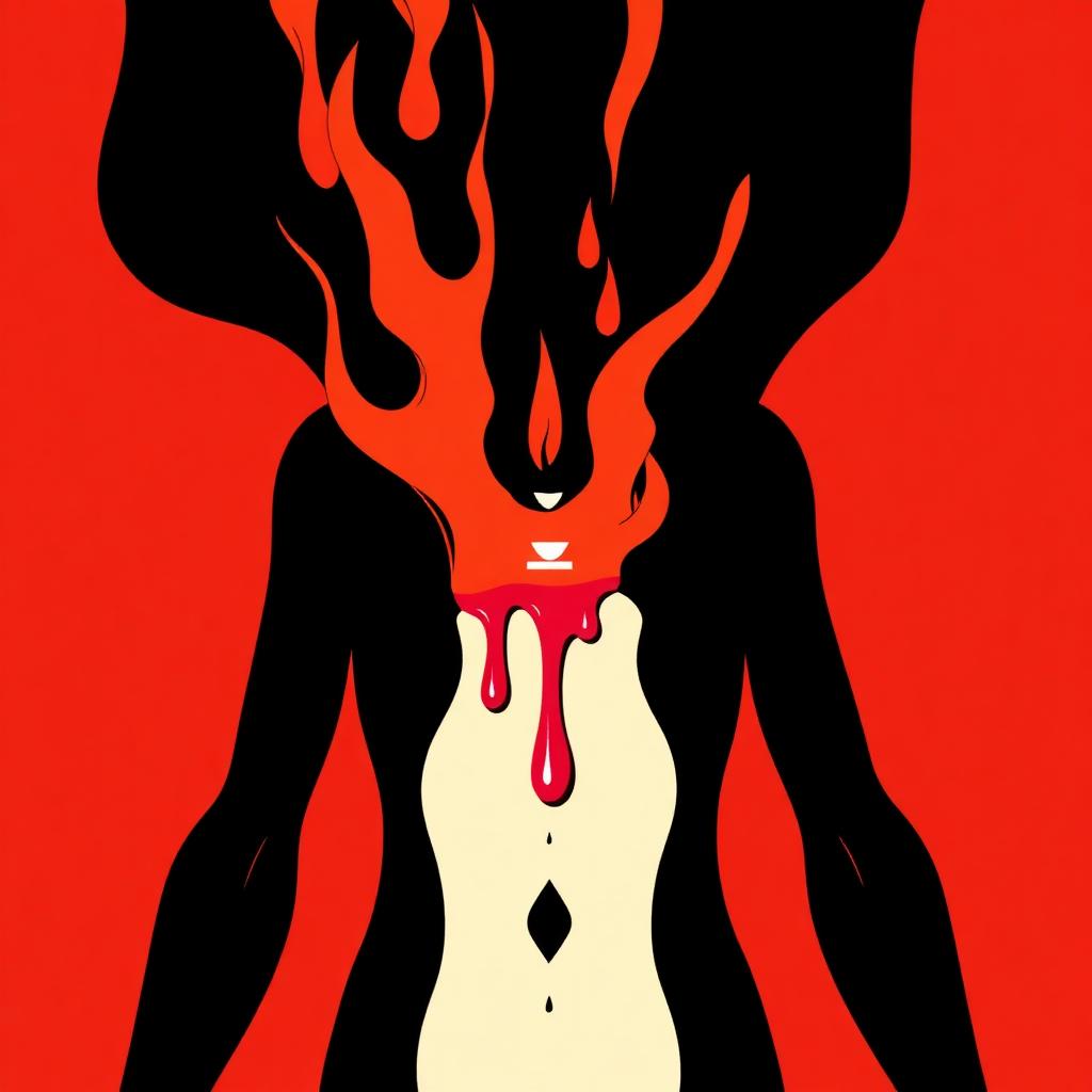 Silhouette parcourue de flammes et de gouttes de cire chaude — wax play